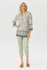Olivette 3/4 Sleeve Border Blouse