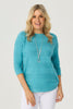 HILLARY SIDE BUTTON 3/4 SLV SWEATER
