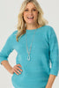 HILLARY SIDE BUTTON 3/4 SLV SWEATER