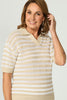 Port Fairy Stripe Elbow Slv Polo