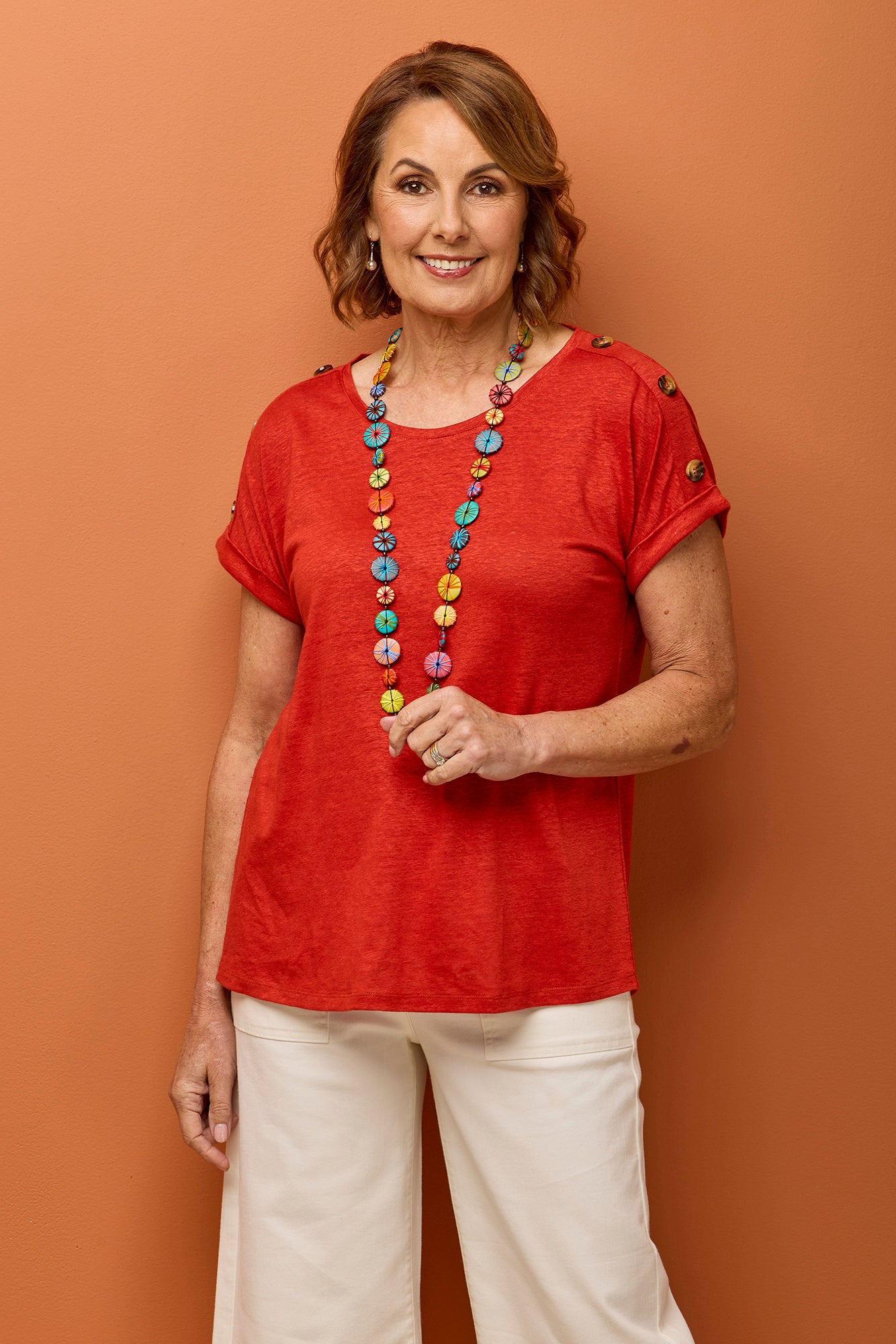 Lia Luxton Short Sleeve Button Detail Top
