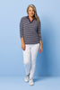 Popcorn Stripe 3/4 Sleeve Polo