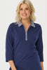 Kingsley 3/4 Sleeve Zip Neck Polo