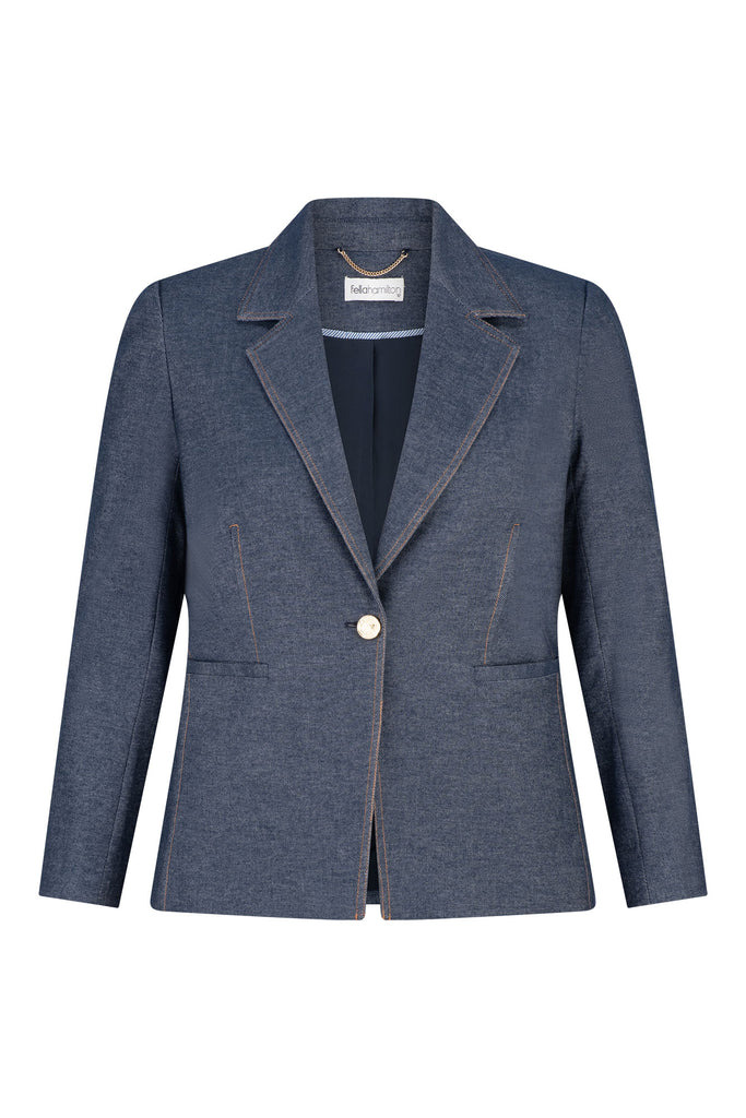 ICON STRETCH DENIM 1 BUTTON JACKET
