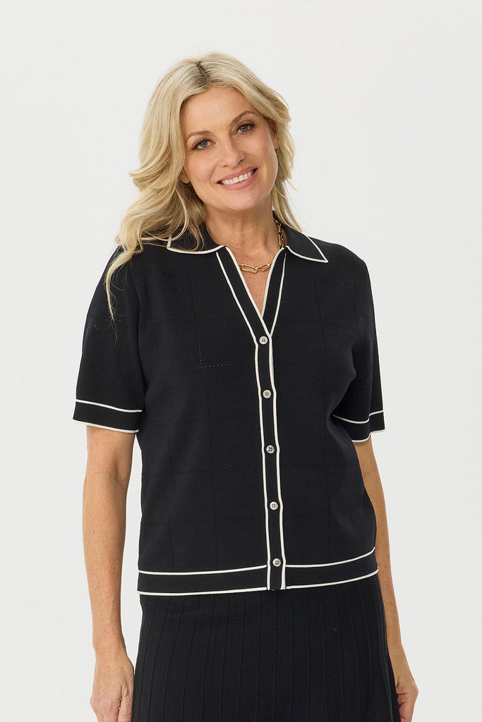 Redding Pointelle Short Sleeve Button Cardi