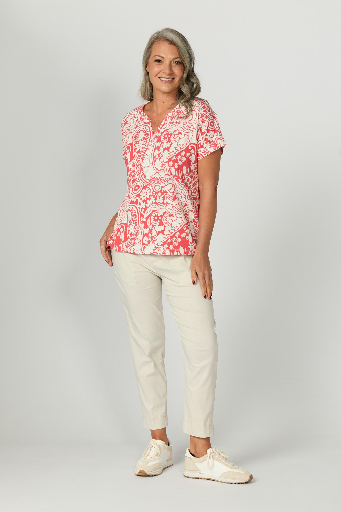 Folie Notch Neck Short Sleeve Tee