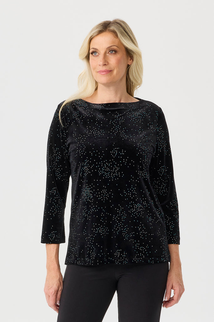 Sparkle Velour 3/4 Sleeve Tee
