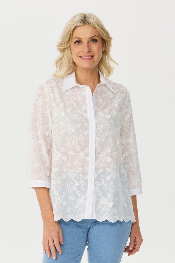 Alirah 3D Broderie 3/4 Sleeve Shirt