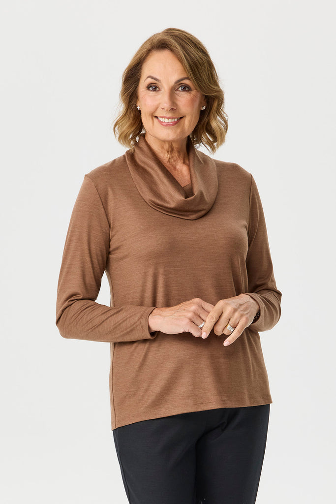 Hedrena Cowl Neck Long Sleeve Top