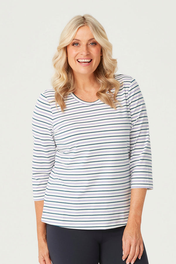 JILLY STRIPE 3/4 SLV TOP