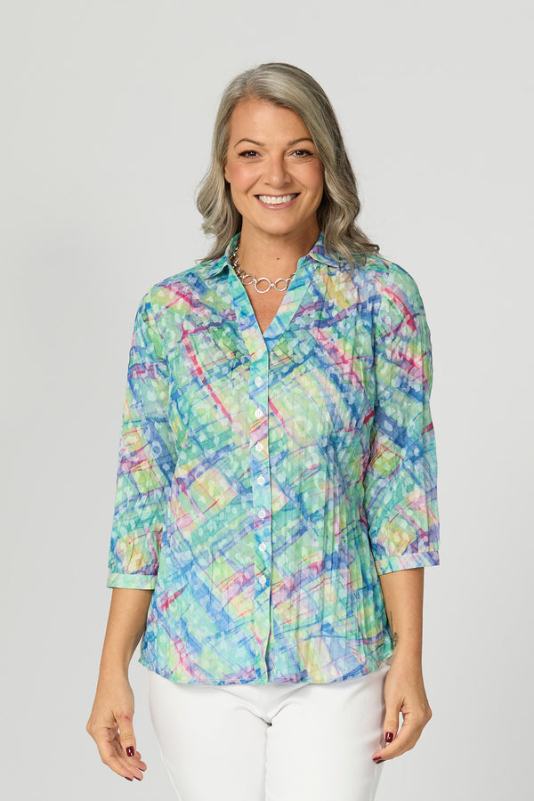 Vista Crushed 3/4 Sleeve Print Shirt