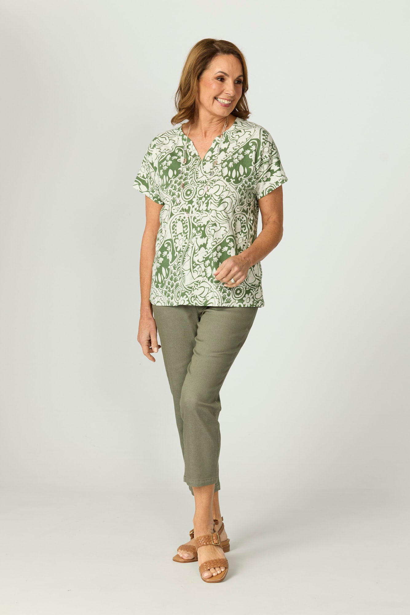 Folie Notch Neck Short Sleeve Tee