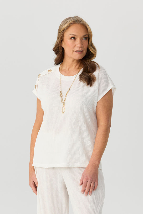 SHEONA BUTTON S/SLV TOP