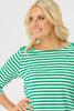 ESCAPE STRIPE 3/4 SLV BUTTON TOP