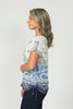 Blue Boho Short Sleeve Ruched Tee