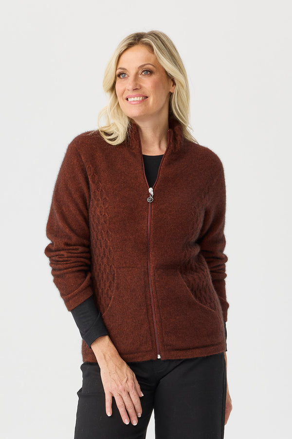 Possum Honeycomb Zip Up Cardigan