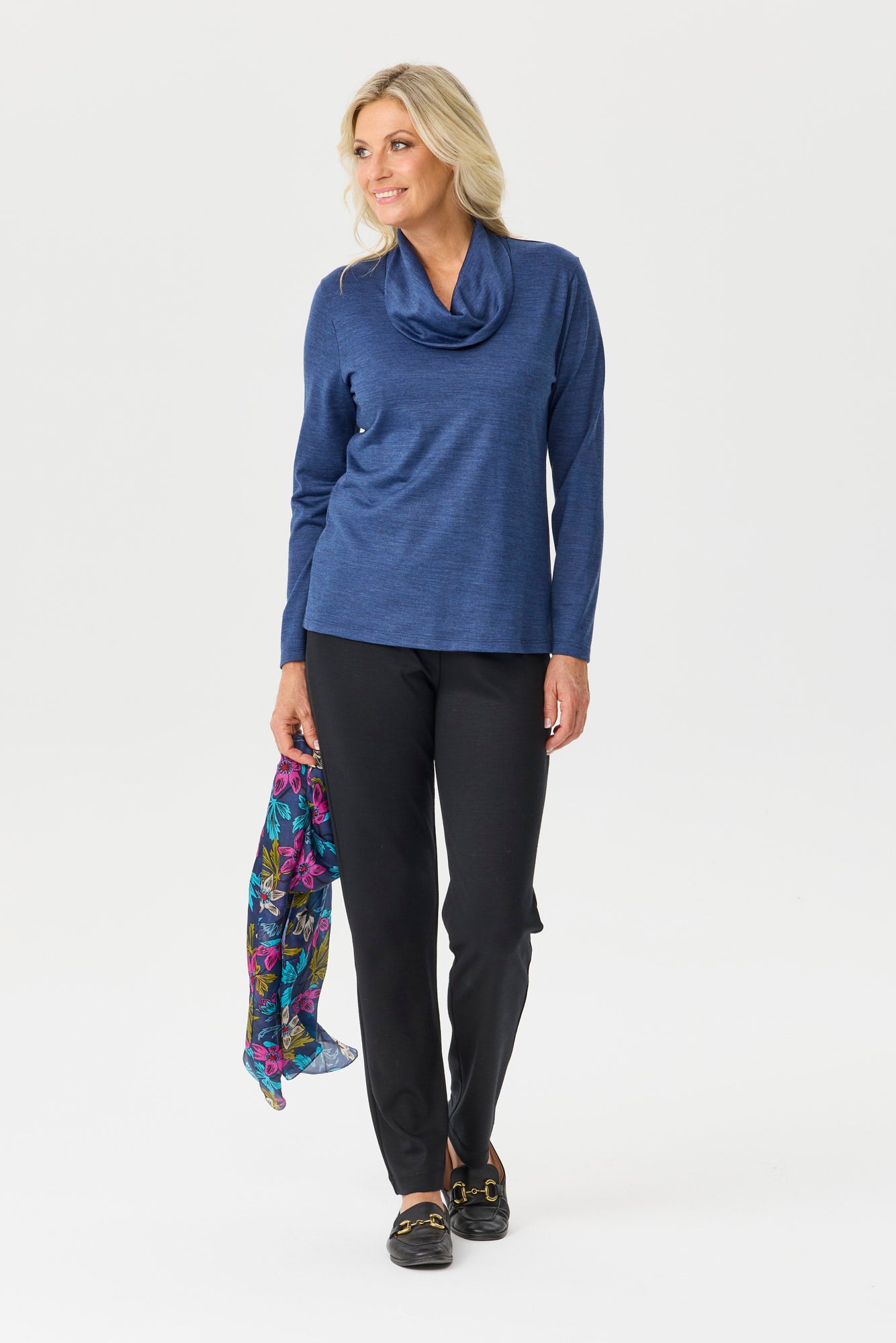 Hedrena Cowl Neck Long Sleeve Top
