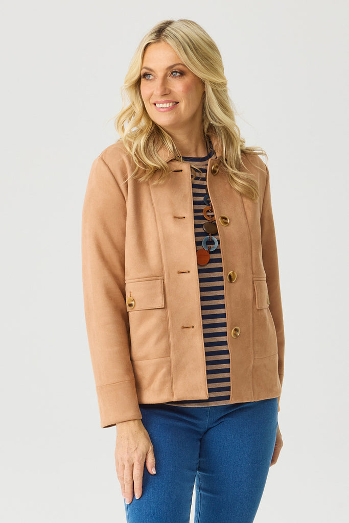 HORIZON FAUX SUEDE BUTTON JACKET