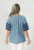 Layla Denim Embroidered Top