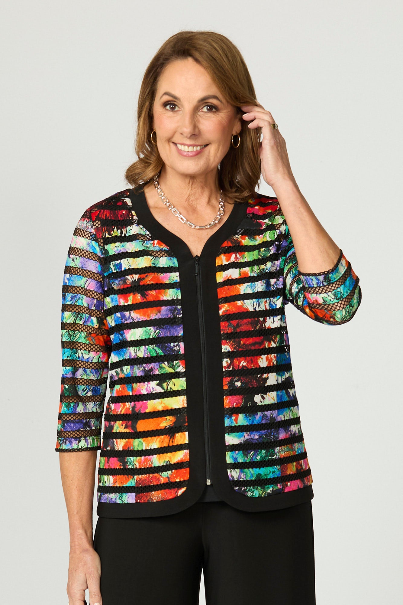 Shop Camille Zip Front Cardigan in Multi – Fella Hamilton