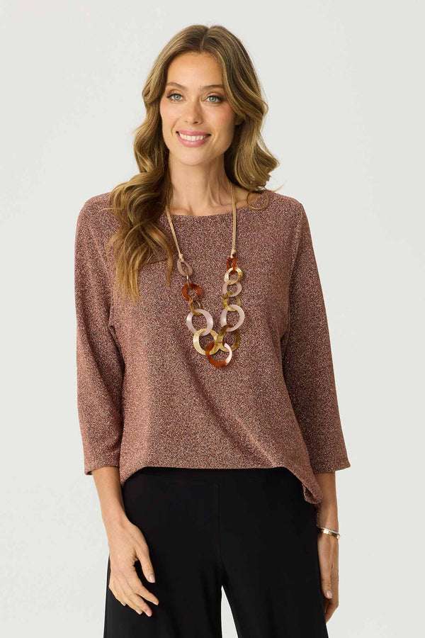 GLAM BOAT NECK 3/4 SLV TOP