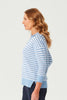 ULLA STRIPE POLO 3/4 SLEEVE SWEATER