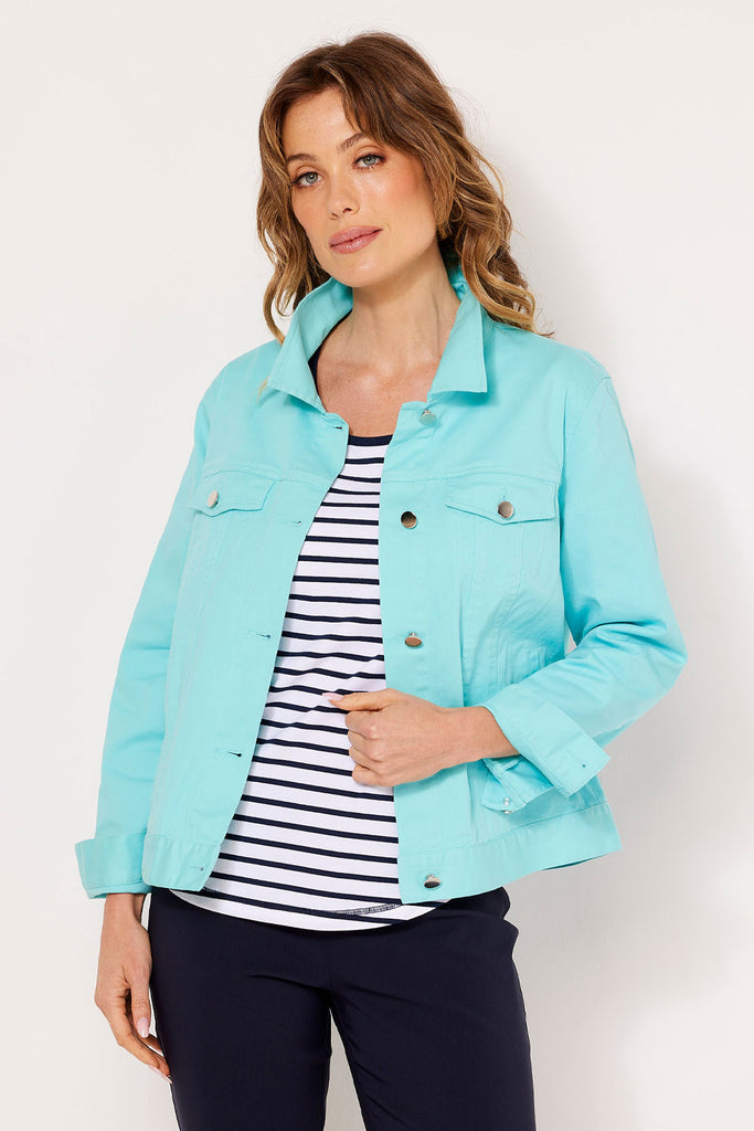 Shop Collared Suzy Denim Jacket in Mint – Fella Hamilton