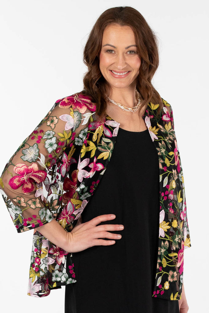 FUCHSIA FLORAL EMBROIDERED JACKET