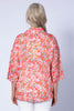 CORAL FLORAL COWL NECK TOP