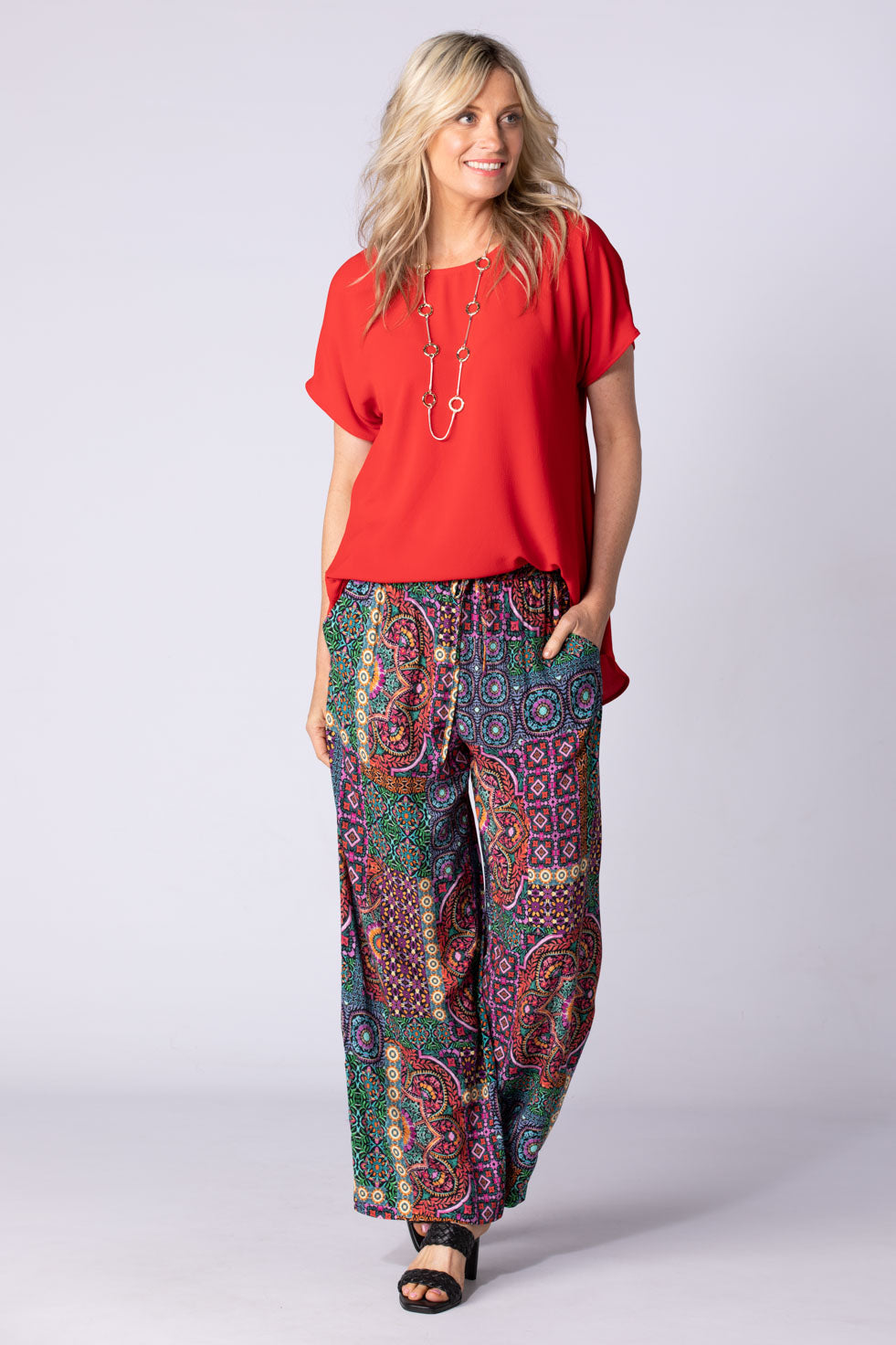 Shop Patios Invert Back Pleat Top in Red Fella Hamilton