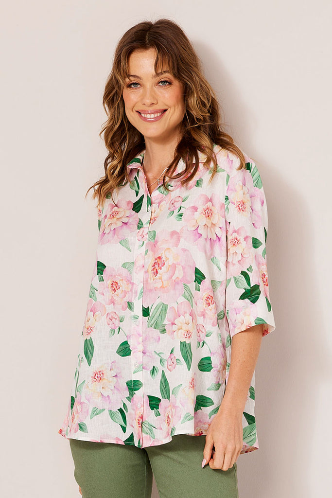 Shop In Full Bloom Elbow Sleeve Shirt in Pink Multi – Fella Hamilton