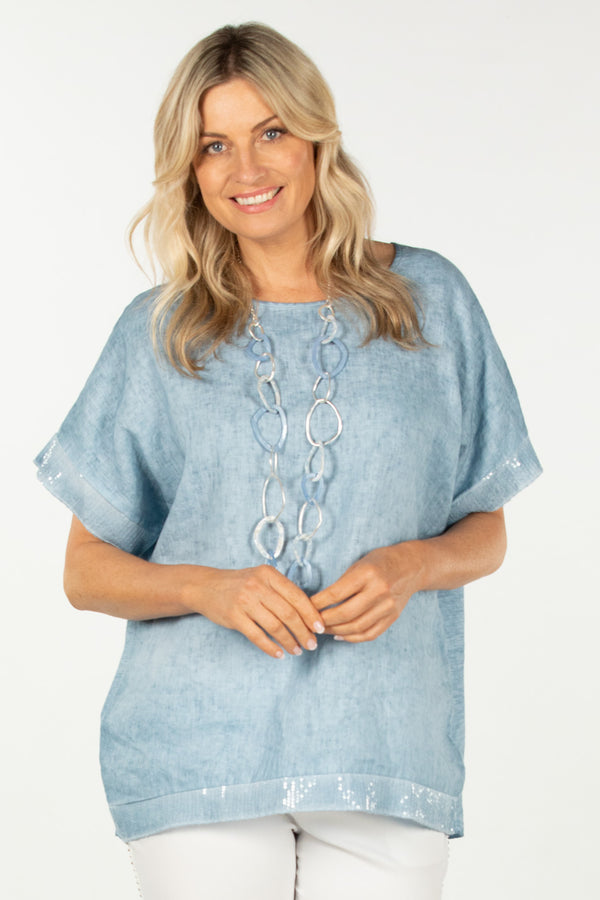 AMALFI SEQUIN TRIM RELAXED TOP