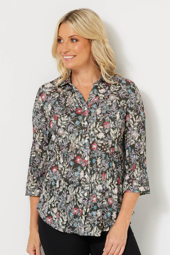 Shop Roy Crush Button Through Shirt in Floral Multi – Fella Hamilton