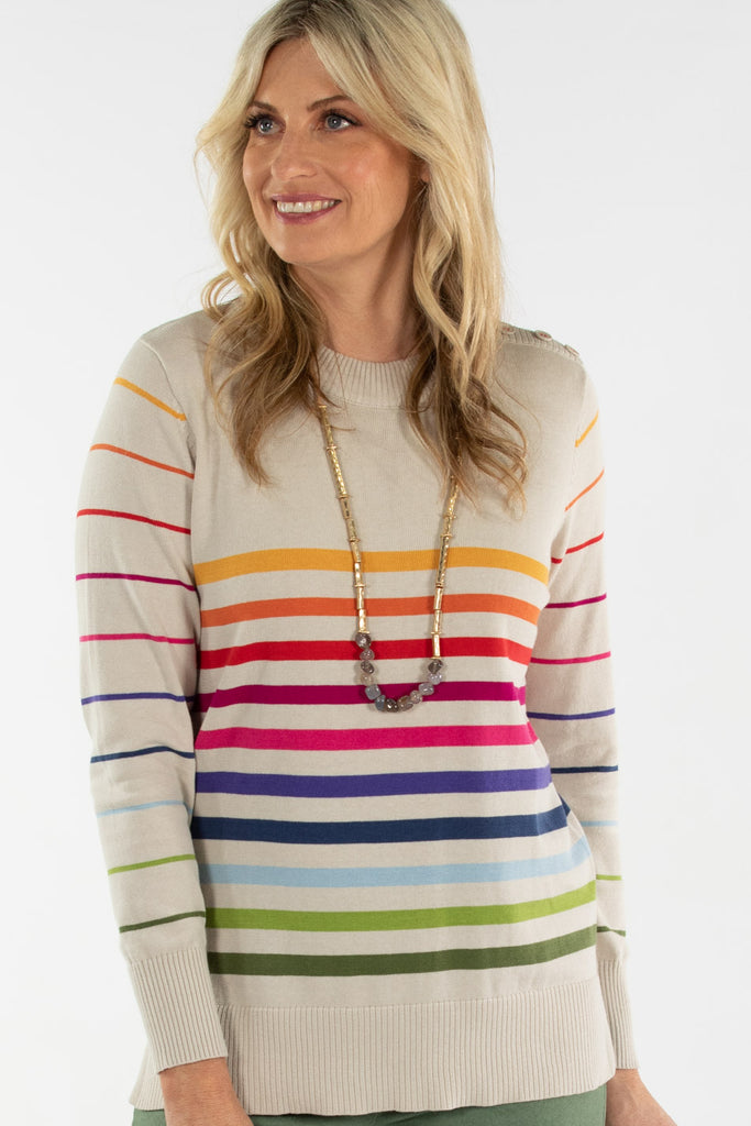 Shop Memphis Stripe Sweater in Ivory Multi – Fella Hamilton