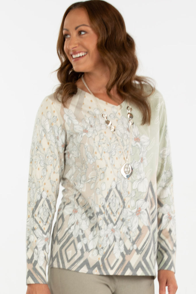 HARLING V NECK PRINT SWEATER
