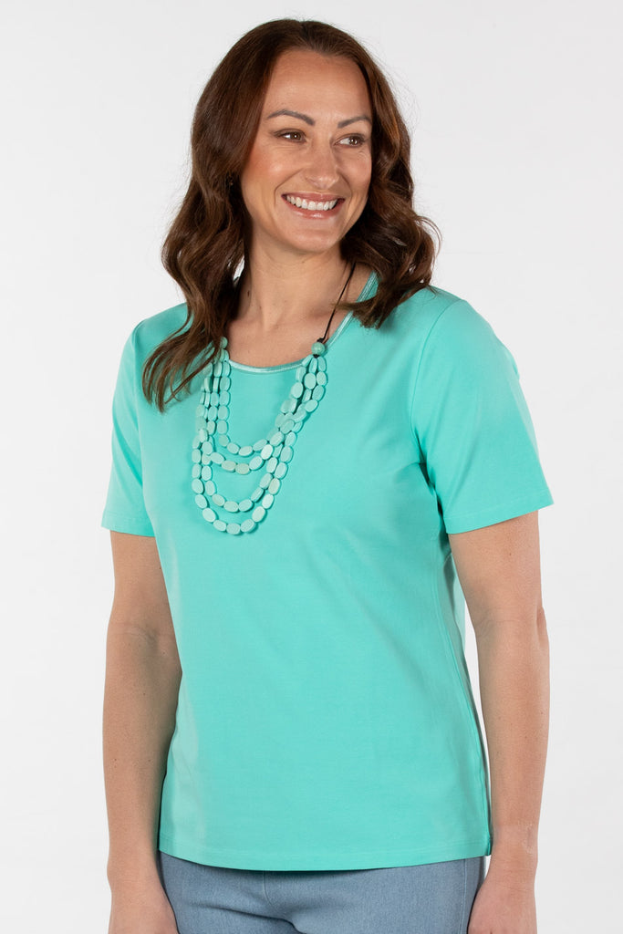ESSENTIAL S/S RIBBON TRIM TEE