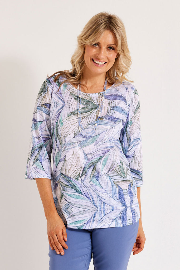 LEAFY 3/4 SLV TOP