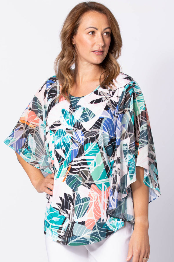 TROPICALE FLUTTER SLEEVE TOP