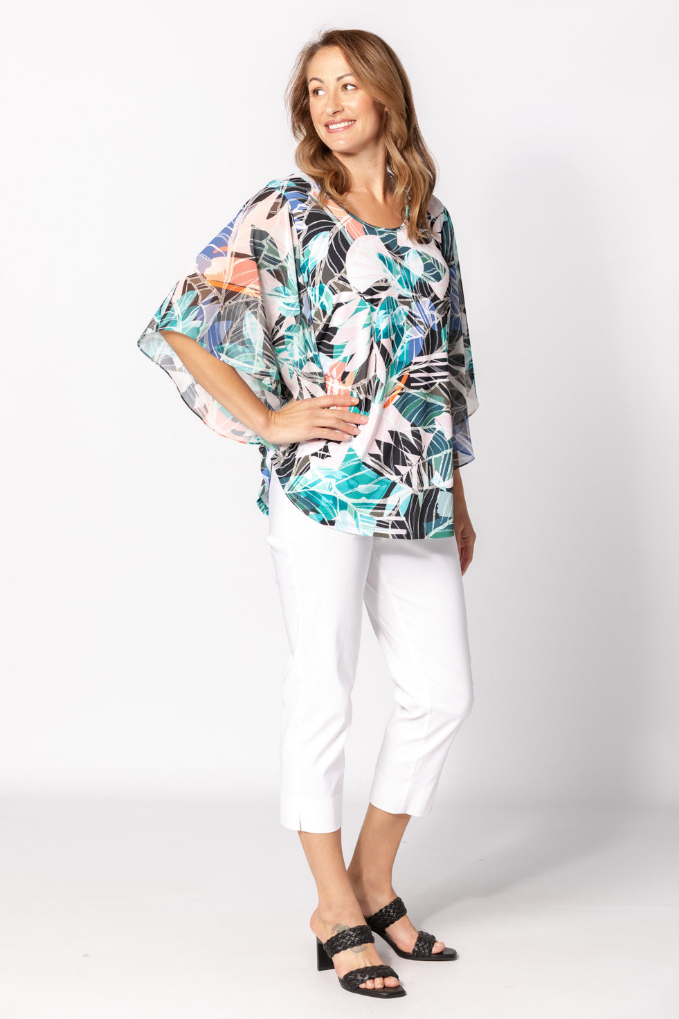 TROPICALE FLUTTER SLEEVE TOP