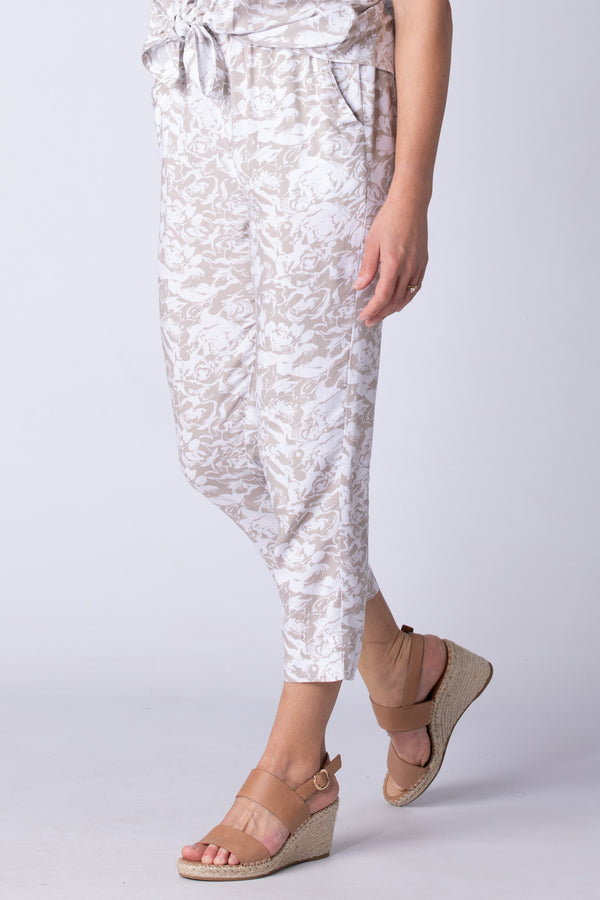 ABSTRACT ROSE PULL ON PANT