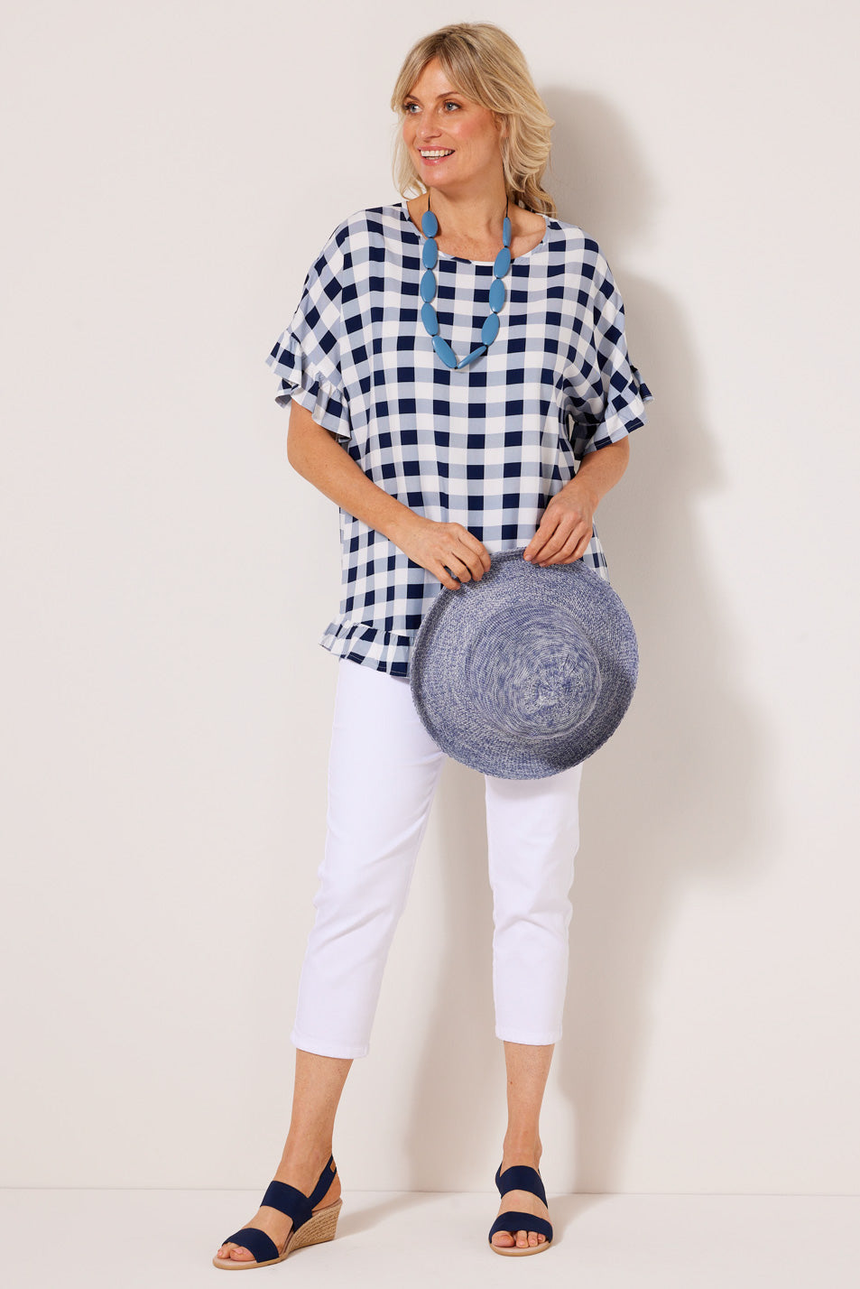 CLAIRE S/S CHECK TOP